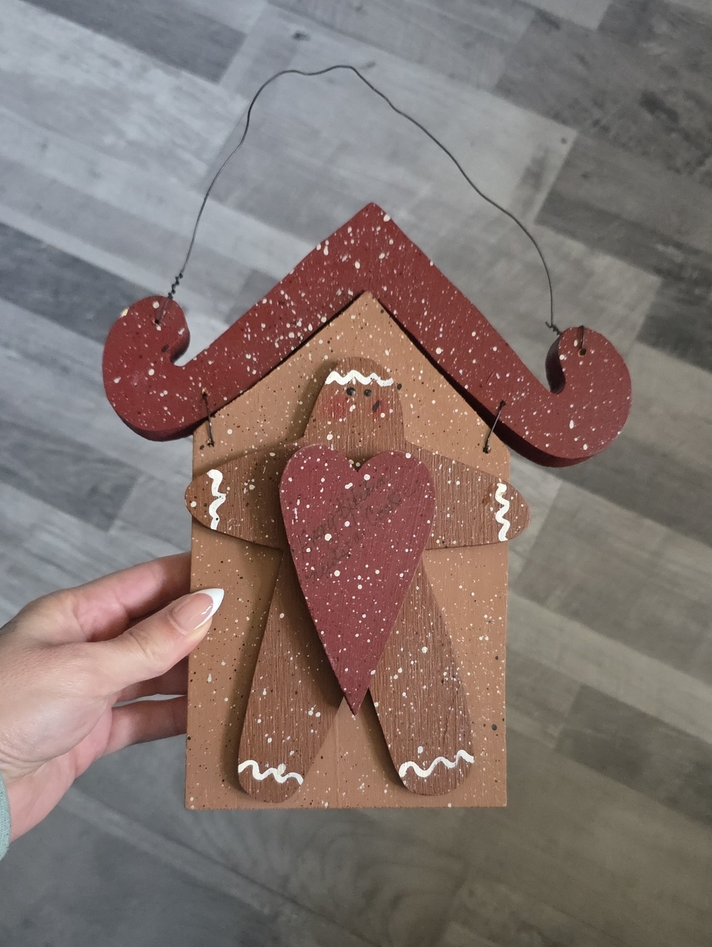 Handcrafted Brown & Red Gingerbread House Wall Hanging Decor